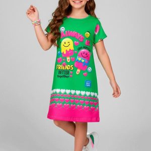 Vestido Infantil Always Be Picolés Verde