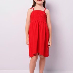 Vestido Infantil Curto Viscose Alcinha Vermelho