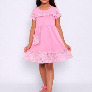 Vestido Infantil Laise com Brinde Bolsinha Rosa