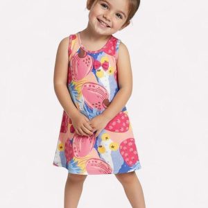 Vestido Infantil Menina Abacaxi Rosa
