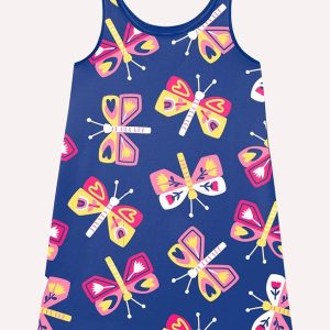 Vestido Infantil Menina Borboletas Azul