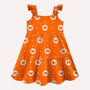 Vestido Infantil Menina Borboletas Laranja