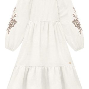 Vestido Infantil Menina Bordado Off White