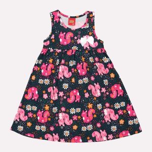 Vestido Infantil Menina Coelho Azul Marinho