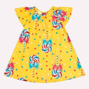 Vestido Infantil Menina Doces Amarelo