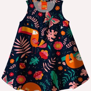 Vestido Infantil Menina Estampa Azul Marinho