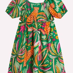 Vestido Infantil Menina Estampa Verde
