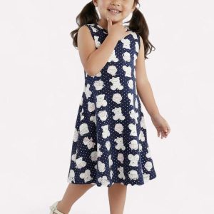 Vestido Infantil Menina Estampado Azul
