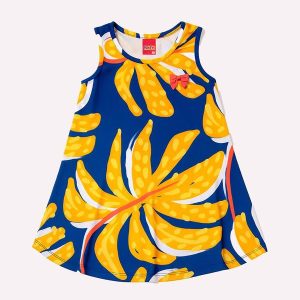 Vestido Infantil Menina Estampado Azul