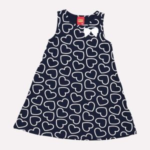 Vestido Infantil Menina Estampado Azul Marinho