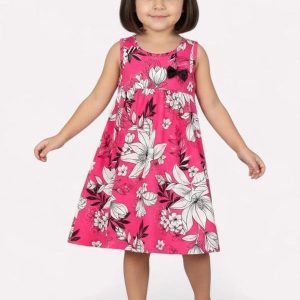 Vestido Infantil Menina Estampado Rosa