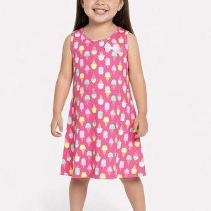 Vestido Infantil Menina Estampado Rosa