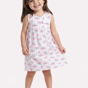 Vestido Infantil Menina Estampado Rosa