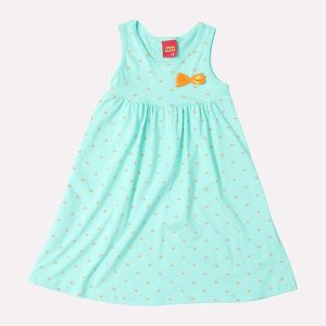 Vestido Infantil Menina Estampado Verde