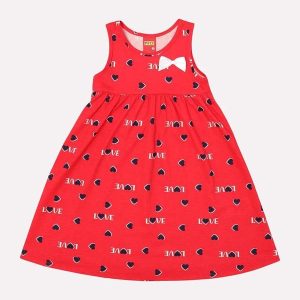 Vestido Infantil Menina Estampado Vermelho