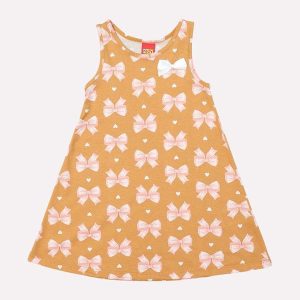 Vestido Infantil Menina Evasê Marrom