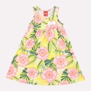 Vestido Infantil Menina Flores Branco