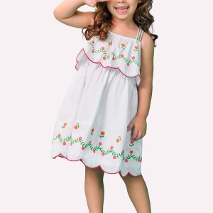 Vestido Infantil Menina Flores Branco