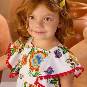 Vestido Infantil Menina Flores Branco