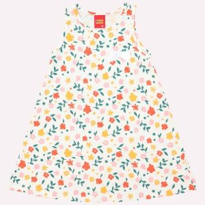 Vestido Infantil Menina Flores Off White