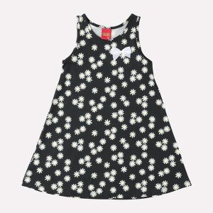 Vestido Infantil Menina Flores Preto