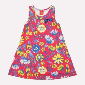Vestido Infantil Menina Flores Rosa