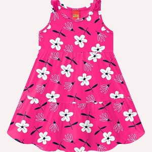 Vestido Infantil Menina Flores Rosa