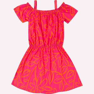Vestido Infantil Menina Flores Rosa