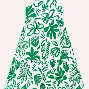 Vestido Infantil Menina Folhagem Branco