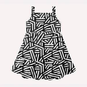 Vestido Infantil Menina Geométrica Preto