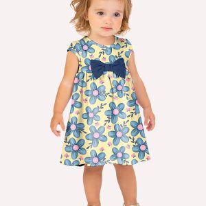 Vestido Infantil Menina Laço Amarelo