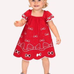Vestido Infantil Menina Laços Vermelho
