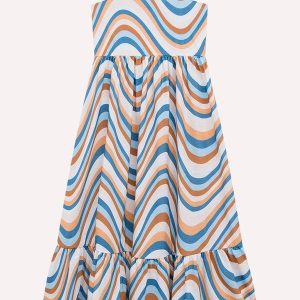 Vestido Infantil Menina Ondas Azul