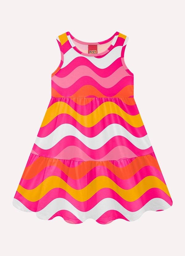 Vestido Infantil Menina Ondas Rosa