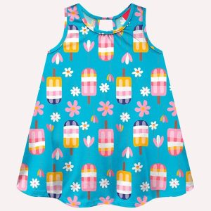 Vestido Infantil Menina Picolés Azul