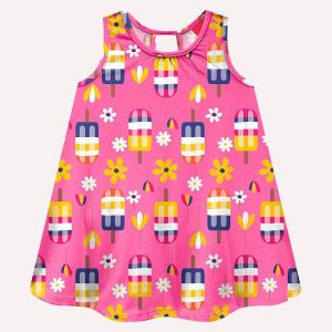 Vestido Infantil Menina Picolés Rosa