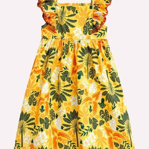 Vestido Infantil Menina Tropical Amarelo