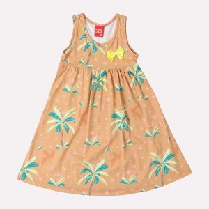 Vestido Infantil Menina Tropical Marrom