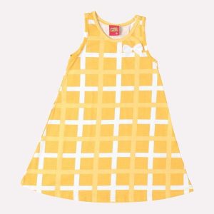 Vestido Infantil Menina Xadrez Amarelo