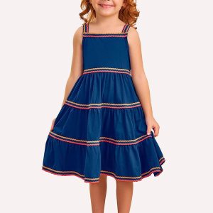 Vestido Infantil Menina com Aviamentos Azul