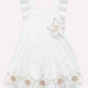 Vestido Infantil Menina com Pérolas Branco