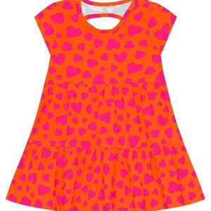 Vestido Infantil Menina de Coração Laranja