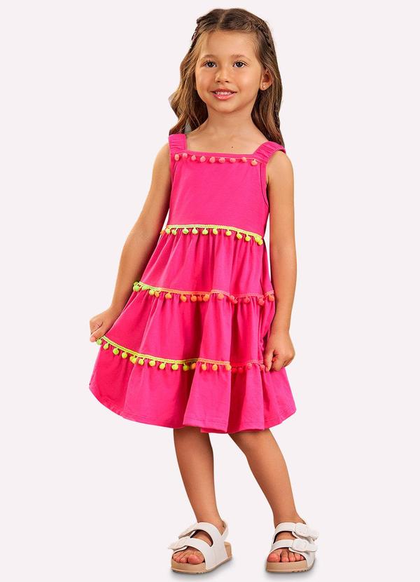 Vestido Infantil Menina em Algodão Rosa