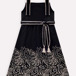 Vestido Infantil Menina em Cotton Preto
