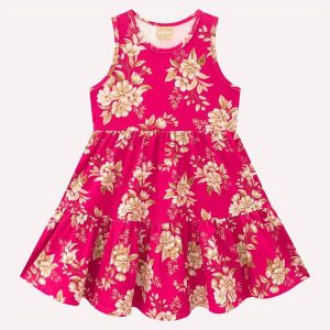 Vestido Infantil Menina em Cotton Rosa