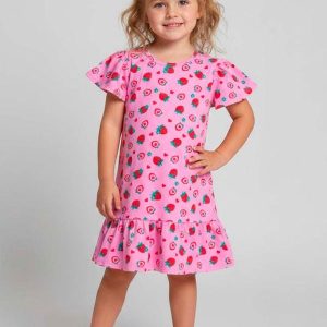 Vestido Infantil com Babado Franzido Vermelho