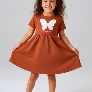 Vestido Infantil em Molecotton Marrom