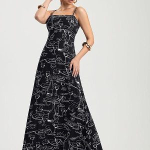 Vestido Longo em Viscose Preto