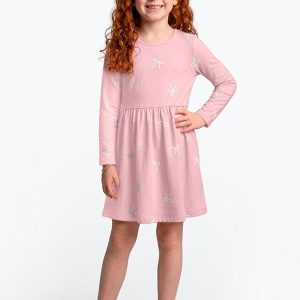 Vestido Manga Longa Infantis Rosa
