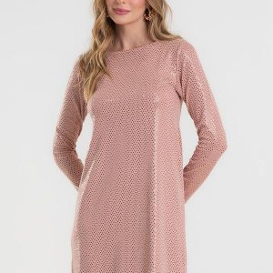 Vestido Manga Longa Rosa